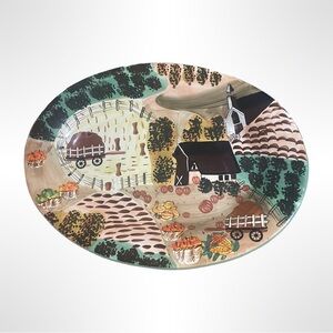 Large Oval Ceramic Severing Platter with Farmhouse Scene farmhouse, chic. By WCL